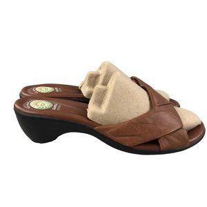 Earth Spirit Women's Size 11 Searcy Brown Leather Open Toe Slip On Sandals